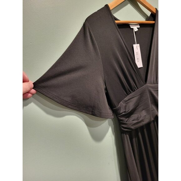 New Baltic Born Black Jersey Knit Janette Midi Dress Empire Waist Sz XL - Picture 3 of 8